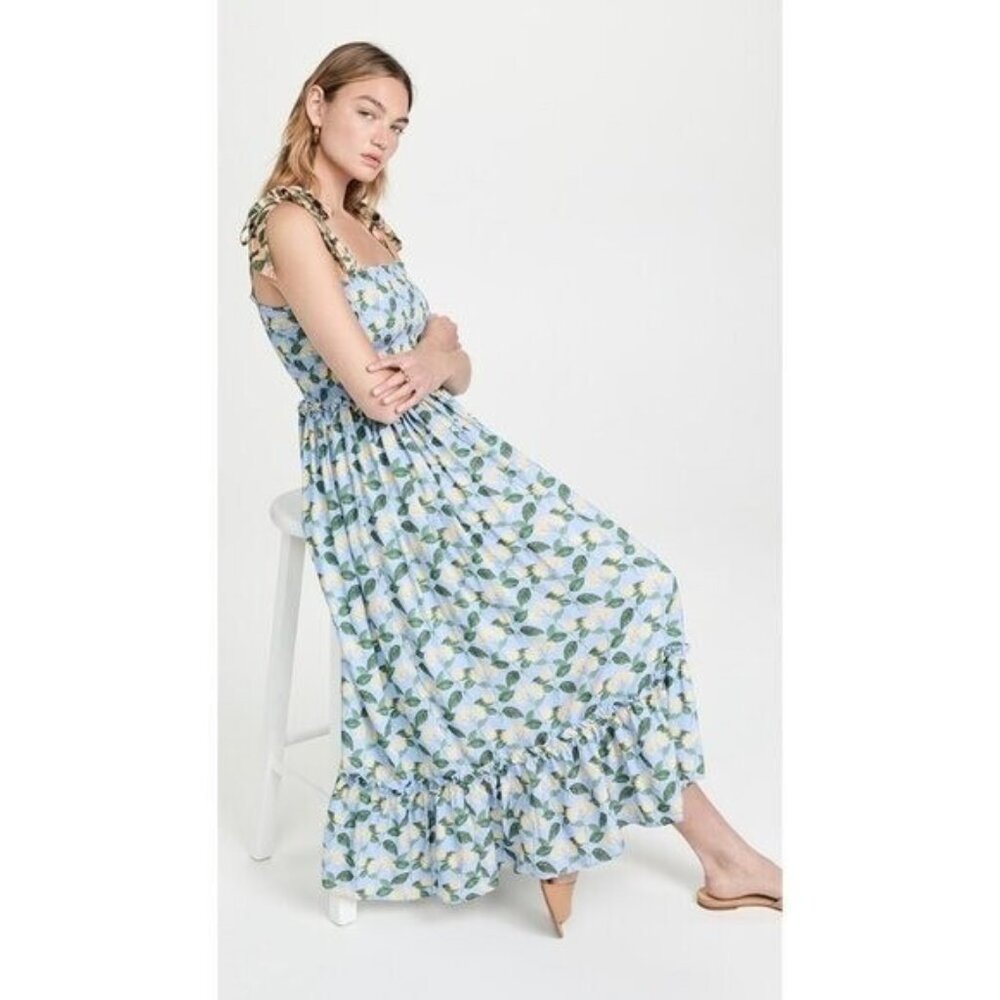 Palmacea Citrus Print Tiered Smocked Maxi Dress Acacia
